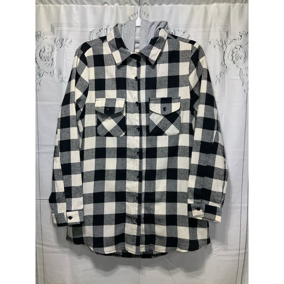 Built by Dreamers Buffalo Plaid Button/Zip Up hoodie SMALL - Picture 2 of 7